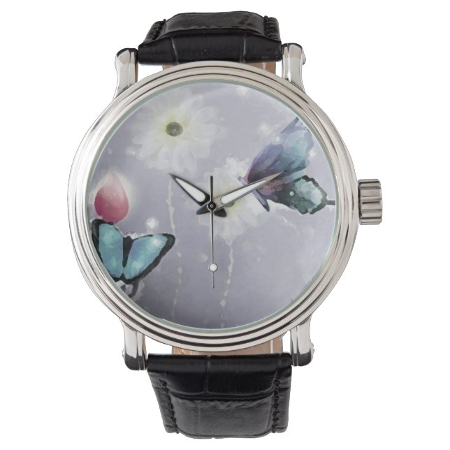Montre Custom butterfly blue (devant)