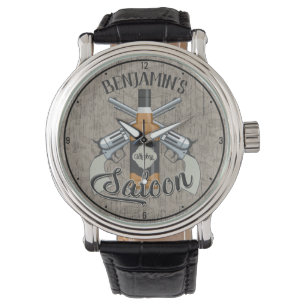 Montre Custom Cowboy Revolver Gun Whiskey Saloon