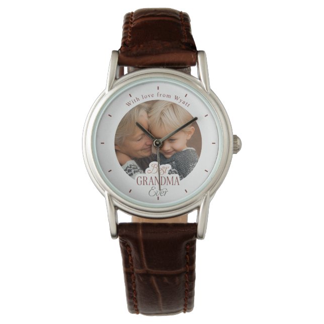 Montre Custom Photo Message Best Grandma Ever (devant)