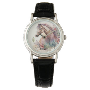 Montre Cute Amoureux des animaux de Cheval d'aquarelle