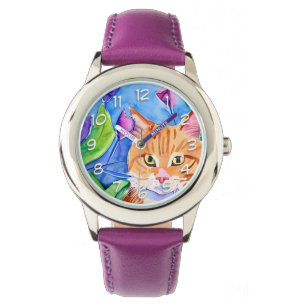 Montre Cute Aquarelle Chat Orange