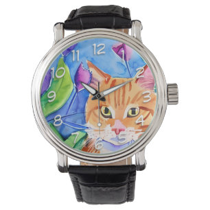 Montre Cute Aquarelle Chat Orange