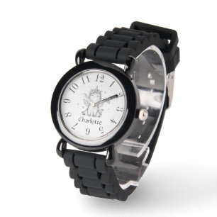 Montre Cute Baby Unicorn Personnalisé noir & blanc
