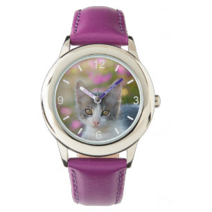 Montre Cute Bicolor Kitten Fluffy Cat Photo — plaque à ca