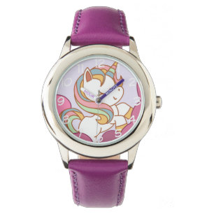 Montre Cute Bright Coloré Unicorn et Rainbow cheveux