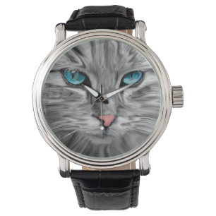 Montre Cute Cat Eyes Visage Eau Couleur Huile Peinture Ar