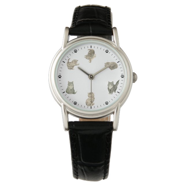Montre Cute Cat illustrations vintages amoureux des anima (devant)
