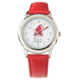 Montre Cute Chat en Casquette de Noël