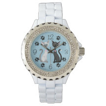 Cute Chats Noirs et Blancs avec Empreintes de patt