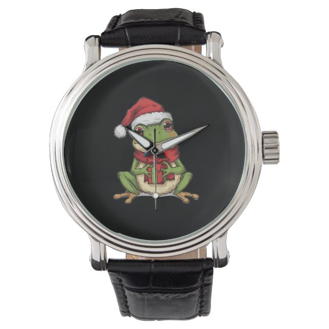 Montre Cute Christmas Frog Sweater - Santa Frog Holding G (devant)