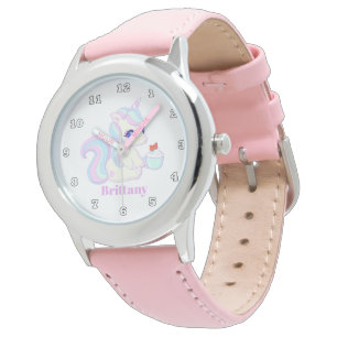 Montre Cute cupcake licorne filles regarder ajouter nom