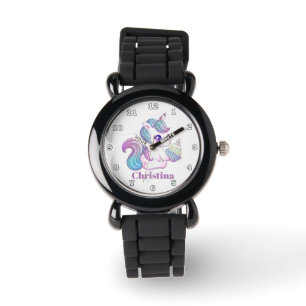 Montre Cute cupcake licorne filles regarder ajouter nom