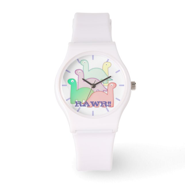 Montre Cute Dinosaures Pastel Coloré (Recto)