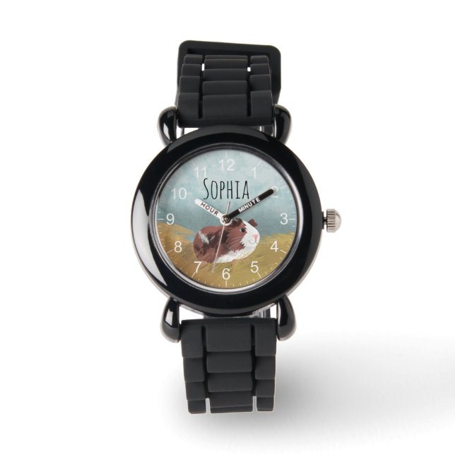 Montre Cute et Whimsty Spotty Guinée Pig Cartoon Enfants (Recto)