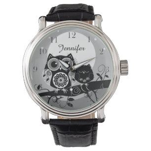 Montre Cute Flower power Owls & custom name