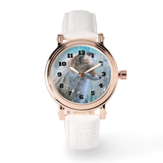 Montre Cute Furry Fox sur Blue Grunge Arrière - plan (Recto)