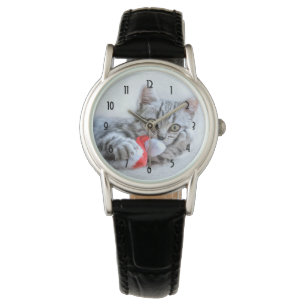 Montre Cute Grey Tabby Chat Noël Casquette Noël Noël Noël