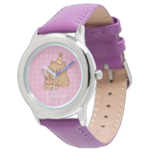Montre Cute Kids Capybara mangeant du gâteau Anniversaire