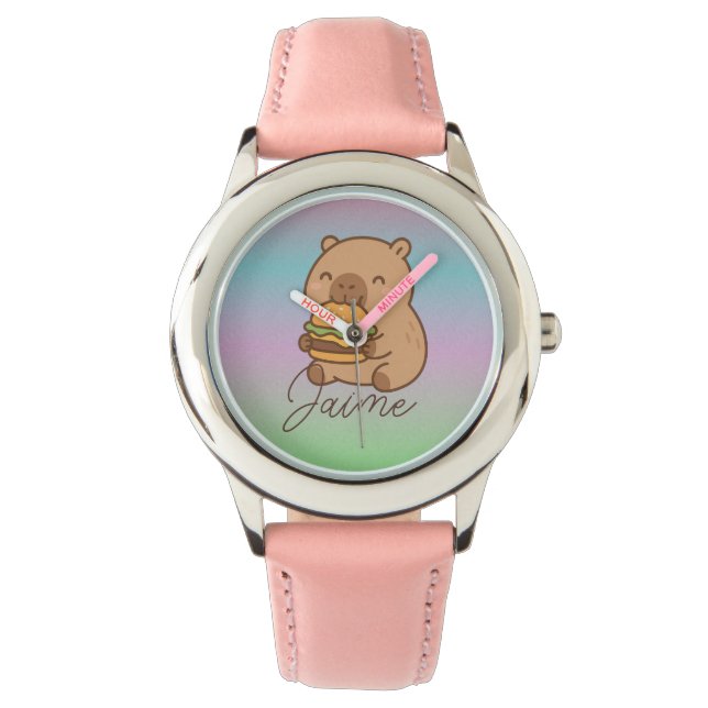 Montre Cute Kids Capybara Rainbow Hamburger (devant)