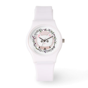 Montre Cute Kitten encadré de fleurs