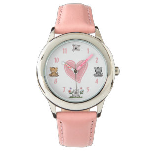 Montre Cute Kitty Chats et Coeur Rose