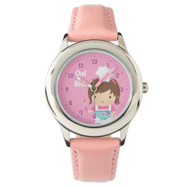 Montre Cute Little Chef Baker Girl Personnalisé (devant)