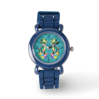 Montre Cute little dinosaur with lots of colorful balloon