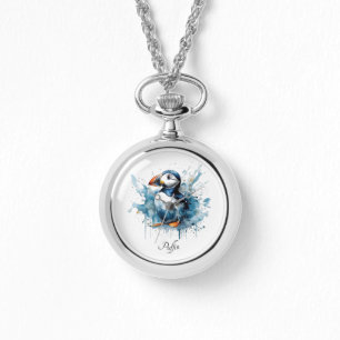 Montre Cute macaron en bleu aquarelle