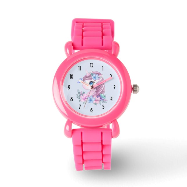 Montre Cute & Magique Baby Unicorne en Aquarelle (Recto)