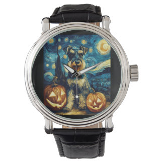 Montre Cute Miniature Schnauzer Dog Halloween Jack O Lant
