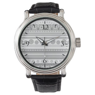 Montre Cute noir blanc déco aztèque texture