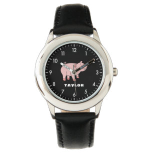 Montre Cute Pig Personnalisé Nom Personnalisé Retour À L'