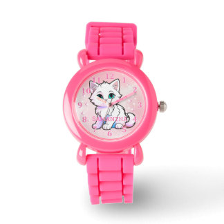 Montre Cute rose blanc Kawaii Kitten
