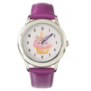 Montre Cute rose Cupcake Unicorn avec Rose