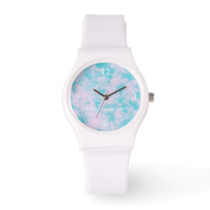 Montre Cute rose et bleu ciel personnalisé Silicone Watc