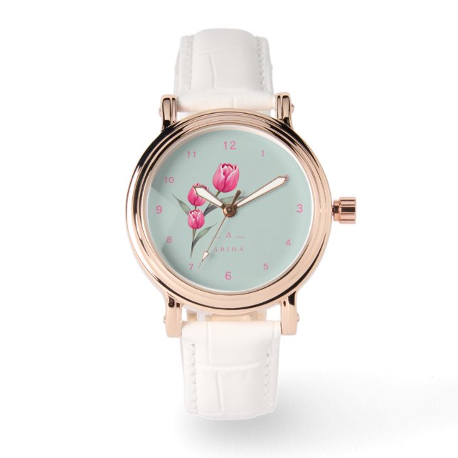 Montre Cute Rose Floral personnalisé eWatch (Recto)