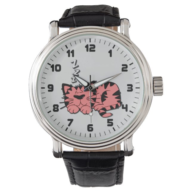 Montre Cute rose Kitty Chat Nap Montre-Poignon (devant)