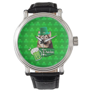 Montre Cute Siberian Husky Chien Casquette St. Patrick's 