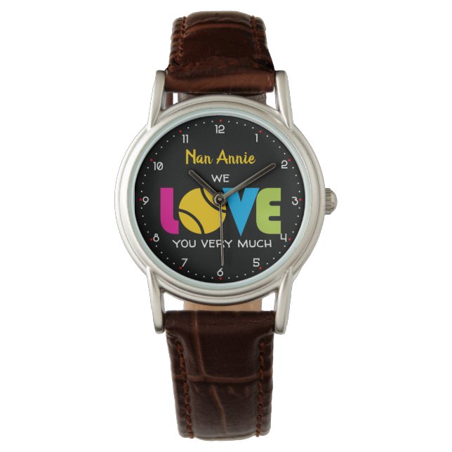 Montre Cute Tennis LOVE - texte personnalisé Regarder (devant)