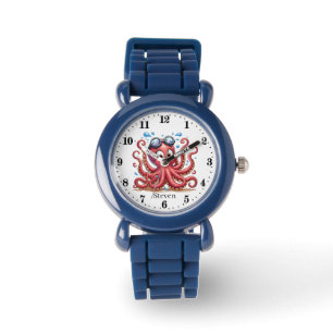 Montre Cute unisex enfants poulpe ajouter nom