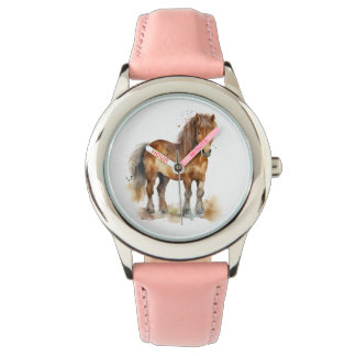 Montre Cute Whimsical Brown Cheval Pony Enfants