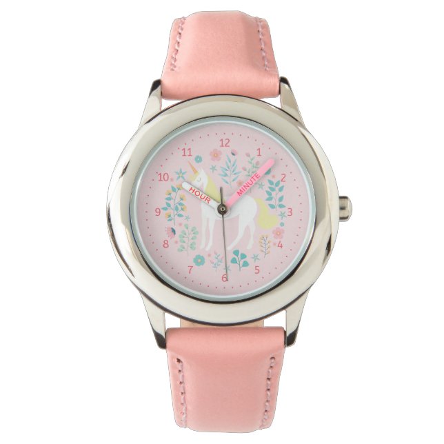 Montre Cute Whimsical Unicorn Watch rose (devant)