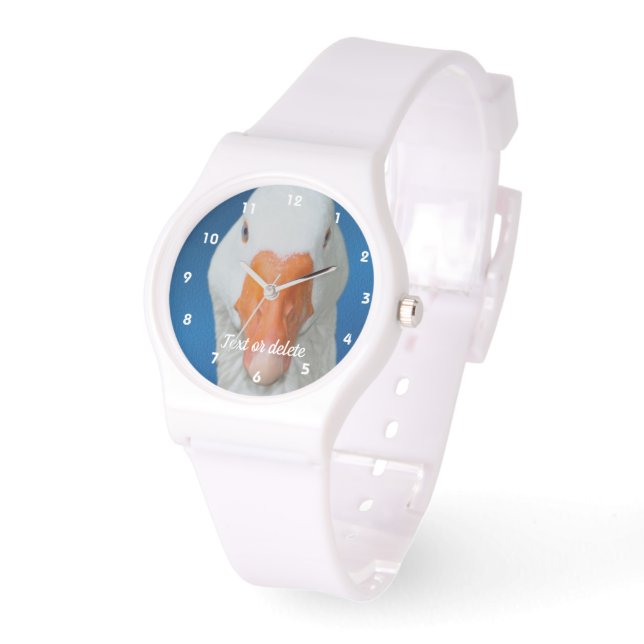 Montre Cute White Goose Farm Animal personnalisé (Angle)