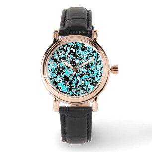 Montre Cyan et Black Swirls