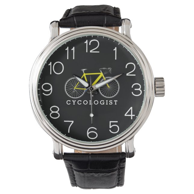 Montre Cycologiste Vélo Jaune Sur Noir (devant)