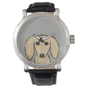 Montre Dachshund à crème à poils longs   Cartoon Wiener D