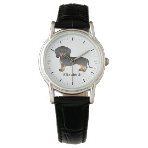 Montre Dachshund à poil court noir et feu Chien mignon &