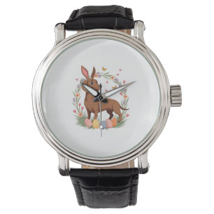 Montre Dachshund de Pâques vintage lapin chien avec œuf f