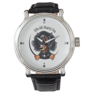 Montre Dachshund Longhé noir Tan IAAM