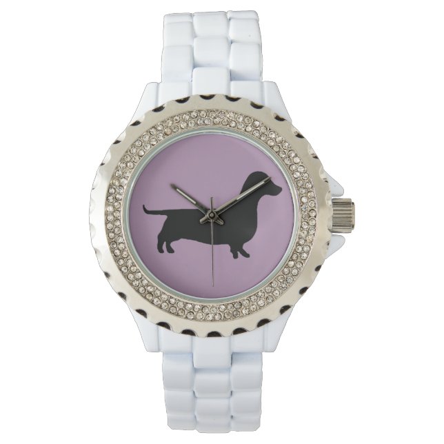 Montre Dachshund Silhouette sur n'importe quelle couleur  (devant)